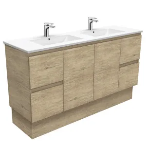 Dolce Edge Scandi Oak 1500 Double Bowl Vanity On Kickboard by Fienza, a Vanities for sale on Style Sourcebook