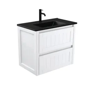 Dolce Matte Black Hampton 750 Wall-Hung Vanity by Fienza, a Vanities for sale on Style Sourcebook