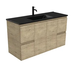 Dolce Matte Black Edge Scandi Oak 1200 Wall-Hung Vanity by Fienza, a Vanities for sale on Style Sourcebook