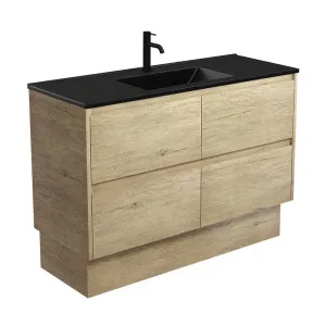 Dolce Matte Black Amato 1200 Scandi Oak Vanity On Kick by Fienza, a Vanities for sale on Style Sourcebook