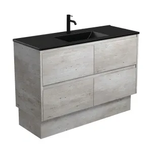 Dolce Matte Black Amato 1200 Industrial Vanity On Kick by Fienza, a Vanities for sale on Style Sourcebook