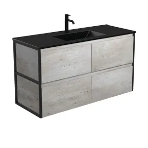 Dolce Matte Black Amato 1200 Industrial Wall-Hung Vanity, Matte Black Frames by Fienza, a Vanities for sale on Style Sourcebook