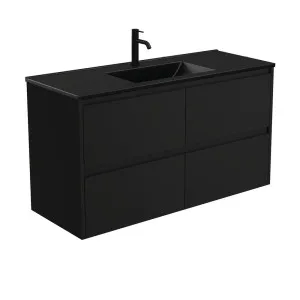 Dolce Matte Black Amato 1200 Satin Black Wall-Hung Vanity by Fienza, a Vanities for sale on Style Sourcebook