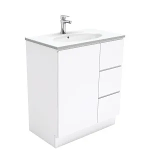 Rotondo Fingerpull Gloss White 750 Vanity On Kickboard by Fienza, a Vanities for sale on Style Sourcebook