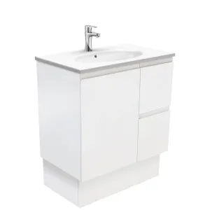 Rotondo Fingerpull Satin White 750 Vanity On Kickboard by Fienza, a Vanities for sale on Style Sourcebook