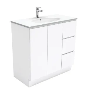 Rotondo Fingerpull Gloss White 900 Vanity On Kickboard by Fienza, a Vanities for sale on Style Sourcebook