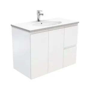 Rotondo Fingerpull Satin White 900 Wall-Hung Vanity by Fienza, a Vanities for sale on Style Sourcebook