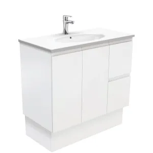 Rotondo Fingerpull Satin White 900 Vanity On Kickboard by Fienza, a Vanities for sale on Style Sourcebook