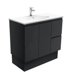 Rotondo Fingerpull Satin Black 900 Vanity On Kickboard by Fienza, a Vanities for sale on Style Sourcebook