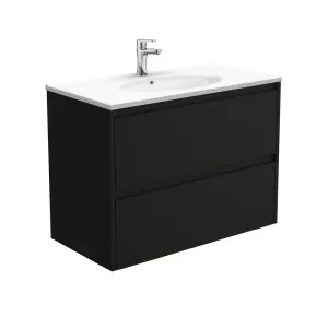 Rotondo Amato 900 Satin Black Wall-Hung Vanity by Fienza, a Vanities for sale on Style Sourcebook