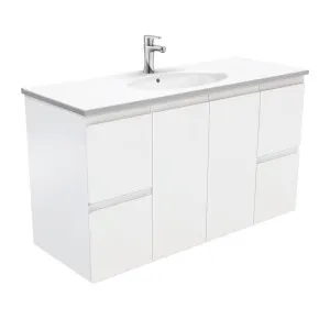 Rotondo Fingerpull Satin White 1200 Wall-Hung Vanity by Fienza, a Vanities for sale on Style Sourcebook