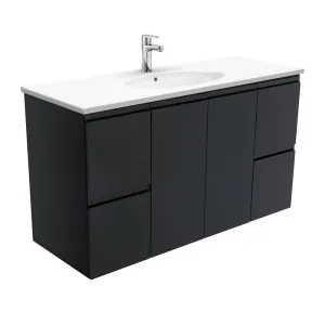 Rotondo Fingerpull Satin Black 1200 Wall-Hung Vanity by Fienza, a Vanities for sale on Style Sourcebook