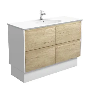 Rotondo Amato 1200 Scandi Oak Vanity On Kick, Satin White Panels by Fienza, a Vanities for sale on Style Sourcebook