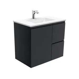 Vanessa Fingerpull Satin Black 750 Wall-Hung Vanity by Fienza, a Vanities for sale on Style Sourcebook