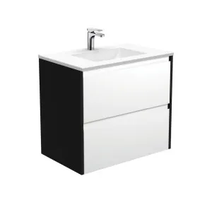 Vanessa Amato 750 Satin White Wall-Hung Vanity, Satin Black Panels by Fienza, a Vanities for sale on Style Sourcebook