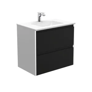 Vanessa Amato 750 Satin Black Wall-Hung Vanity, Satin White Panels by Fienza, a Vanities for sale on Style Sourcebook