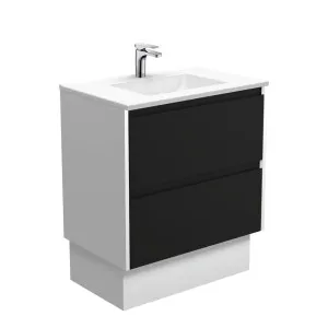 Vanessa Amato 750 Satin Black Vanity On Kick, Satin White Panels by Fienza, a Vanities for sale on Style Sourcebook