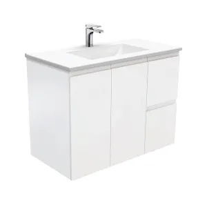 Vanessa Fingerpull Satin White 900 Wall-Hung Vanity by Fienza, a Vanities for sale on Style Sourcebook