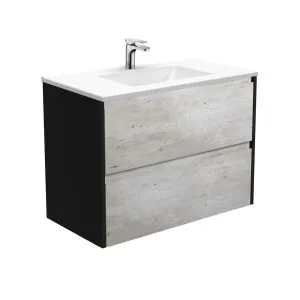 Vanessa Amato 900 Industrial Wall-Hung Vanity, Satin Black Panels by Fienza, a Vanities for sale on Style Sourcebook