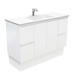 Vanessa Fingerpull Satin White 1200 Vanity On Kickboard by Fienza, a Vanities for sale on Style Sourcebook