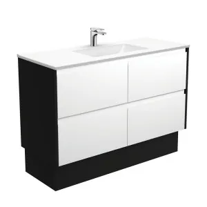 Vanessa Amato 1200 Satin White Vanity On Kick, Satin Black Panels by Fienza, a Vanities for sale on Style Sourcebook