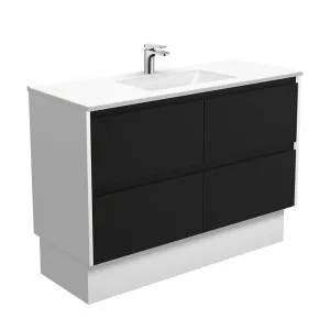 Vanessa Amato 1200 Satin Black Vanity On Kick, Satin White Panels by Fienza, a Vanities for sale on Style Sourcebook