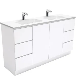 Vanessa Fingerpull Gloss White 1500 Double Bowl Vanity On Kickboard by Fienza, a Vanities for sale on Style Sourcebook