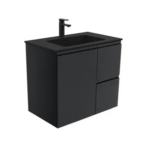 Montana Fingerpull Satin Black 750 Wall-Hung Vanity by Fienza, a Vanities for sale on Style Sourcebook