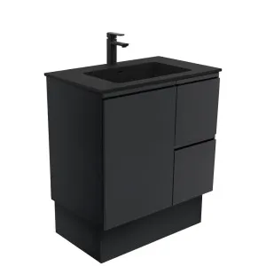 Montana Fingerpull Satin Black 750 Vanity On Kickboard by Fienza, a Vanities for sale on Style Sourcebook