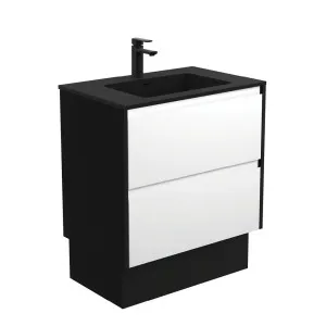 Montana Amato 750 Satin White Vanity On Kick, Satin Black Panels by Fienza, a Vanities for sale on Style Sourcebook