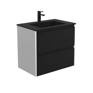 Montana Amato 750 Satin Black Wall-Hung Vanity, Satin White Panels by Fienza, a Vanities for sale on Style Sourcebook