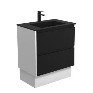 Montana Amato 750 Satin Black Vanity On Kick, Satin White Panels by Fienza, a Vanities for sale on Style Sourcebook