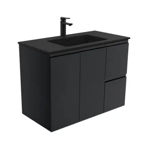 Montana Fingerpull Satin Black 900 Wall-Hung Vanity by Fienza, a Vanities for sale on Style Sourcebook