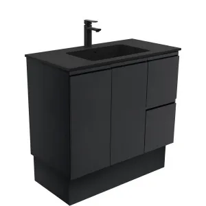 Montana Fingerpull Satin Black 900 Vanity On Kickboard by Fienza, a Vanities for sale on Style Sourcebook