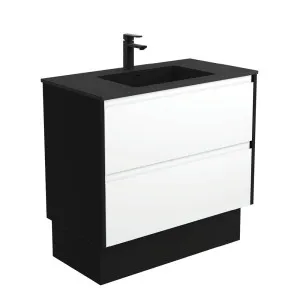 Montana Amato 900 Satin White Vanity On Kick, Satin Black Panels by Fienza, a Vanities for sale on Style Sourcebook