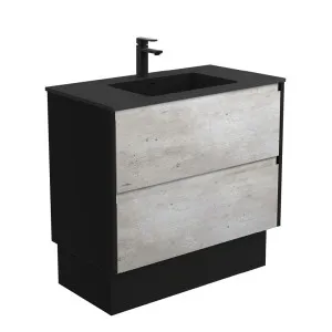 Montana Amato 900 Industrial Vanity On Kick, Satin Black Panels by Fienza, a Vanities for sale on Style Sourcebook