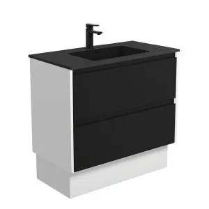 Montana Amato 900 Satin Black Vanity On Kick, Satin White Panels by Fienza, a Vanities for sale on Style Sourcebook