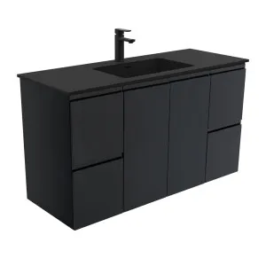 Montana Fingerpull Satin Black 1200 Wall-Hung Vanity by Fienza, a Vanities for sale on Style Sourcebook