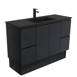 Montana Fingerpull Satin Black 1200 Vanity On Kickboard by Fienza, a Vanities for sale on Style Sourcebook