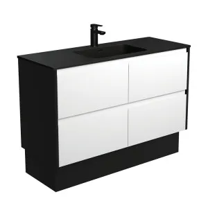 Montana Amato 1200 Satin White Vanity On Kick, Satin Black Panels by Fienza, a Vanities for sale on Style Sourcebook