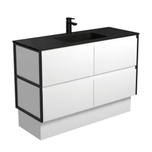 Montana Amato 1200 Satin White Vanity On Kick, Matte Black Frames by Fienza, a Vanities for sale on Style Sourcebook