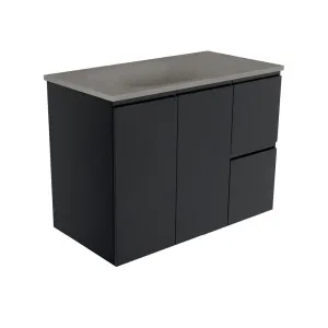 Satori Fingerpull 900 Satin Black Wall-Hung Vanity by Fienza, a Vanities for sale on Style Sourcebook