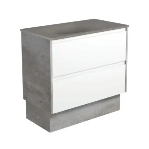 Satori Amato 900 Satin White Vanity On Kick, Industrial Panels by Fienza, a Vanities for sale on Style Sourcebook