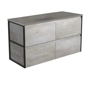 Satori Amato 1200 Industrial Wall-Hung Vanity, Matte Black Frames by Fienza, a Vanities for sale on Style Sourcebook