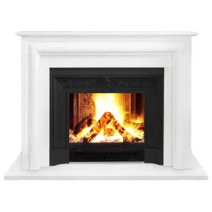 French Bolection Marble Mantel Large White by Schots Home Emporium, a Fireplaces & Accessories for sale on Style Sourcebook