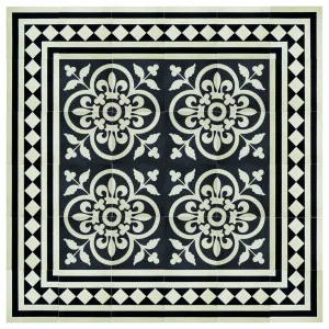 Dreux 20x20 Encaustic Border Tile, Beige &amp; Black by Schots Home Emporium, a Encaustic Tiles for sale on Style Sourcebook