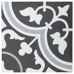 Vera 15x15cm Feature Cement Encaustic Tile, White &amp; Grey by Schots Home Emporium, a Encaustic Tiles for sale on Style Sourcebook