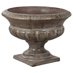 Vada Urn And Pedestal 80cm Ironstone Antique White by Schots Home Emporium, a Baskets, Pots & Window Boxes for sale on Style Sourcebook