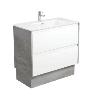 Joli Amato 900 Satin White Vanity On Kick, Industrial Panels by Fienza, a Vanities for sale on Style Sourcebook