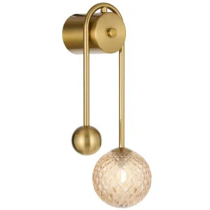 Telbix Felton Arm Wall Light - Antique Gold and Amber Tear by Telbix, a Wall Lighting for sale on Style Sourcebook